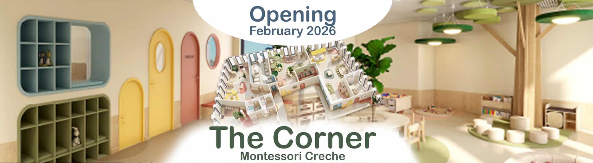 Banner for the opening of our The Corner creche in Hesperange