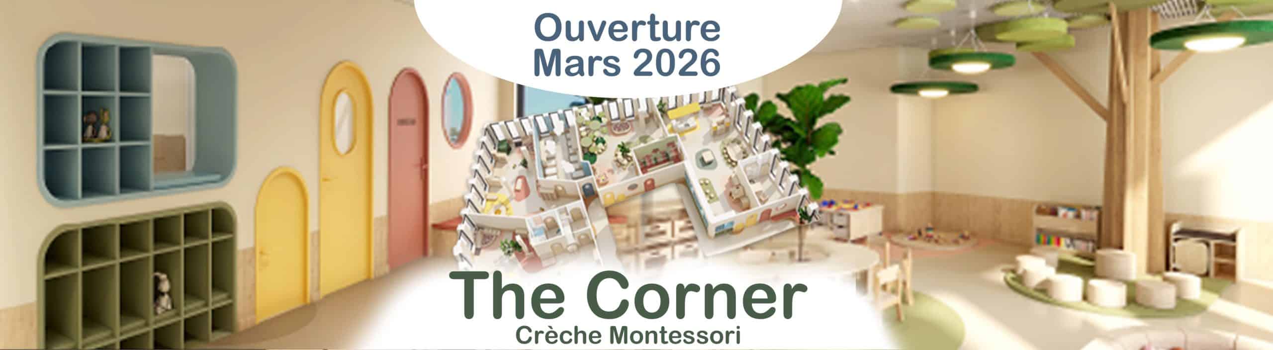 Banner pour l'ouverture de notre crèche The Corner à Hesperange